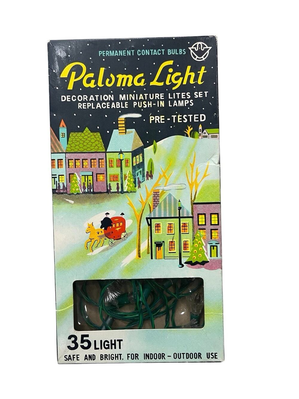 Vtg Paloma Christmas Lights Miniature Working Box Indoor Outdoor 35 White